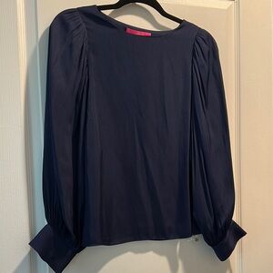 Lilly Pulitzer Blue Blouse with Puff Sleeves